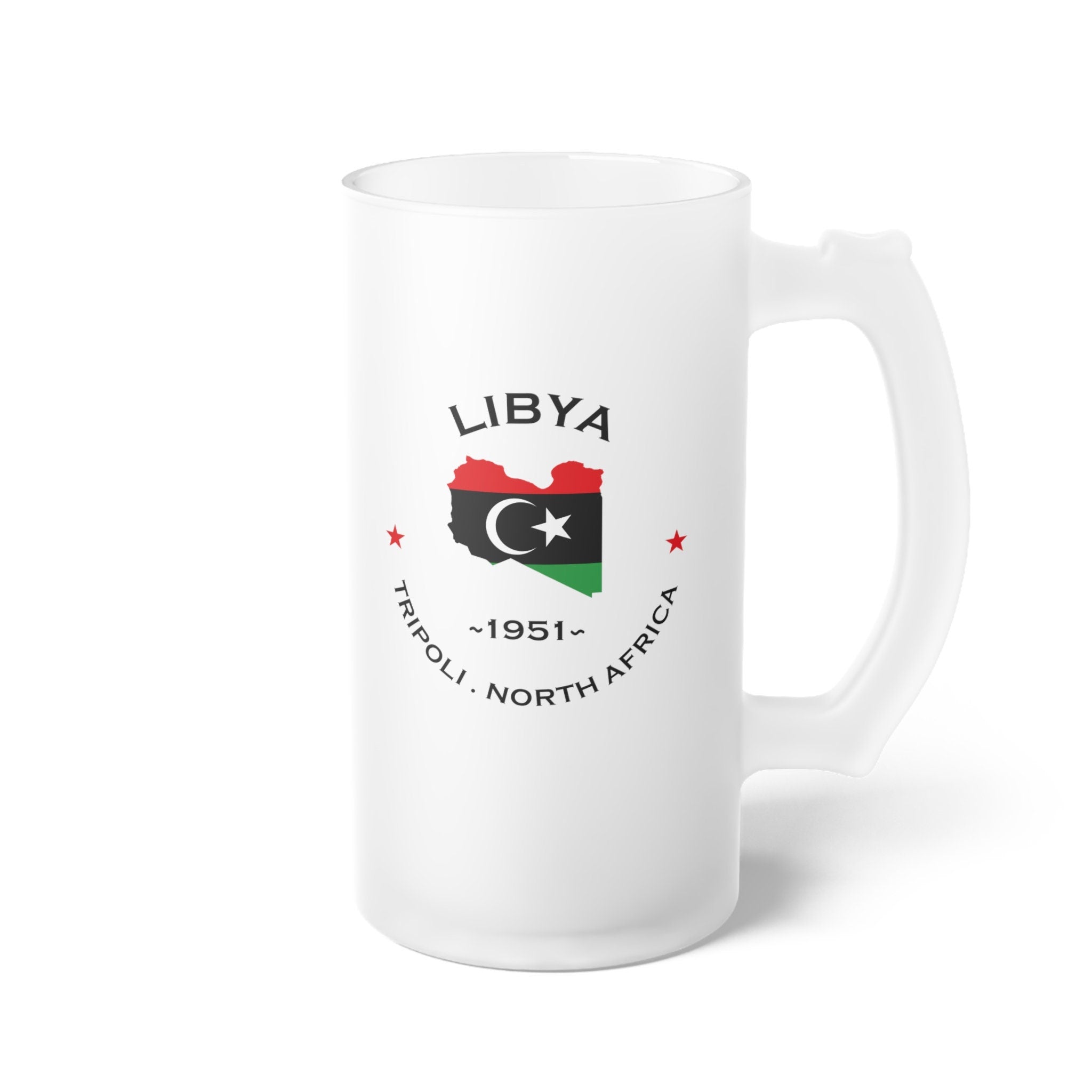 Libya Frosted Glass Beer Mug